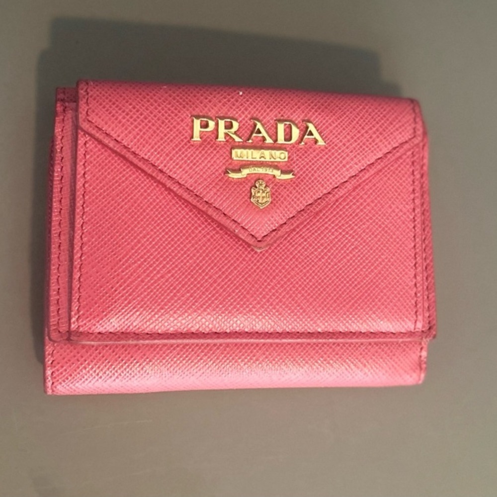 Prada Pink Saffiano Leather Tri-Fold Wallet - Picture 9 of 9
